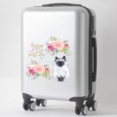 Siamese Cat Illustration Happy Birthday Girl Party Aufkleber (Koffer)