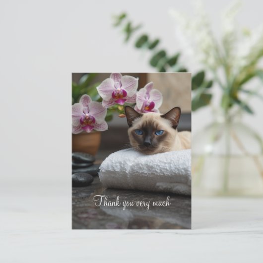 Siamese Cat im Wellness-Center Vielen Dank Postkarte (Stehend Vorderseite)
