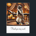 Siamese Cat im Wellness-Center Vielen Dank Postkarte<br><div class="desc">"Herzlichen Dank mit dieser bezaubernden Postkarte mit einer ruhigen siamesischen Katze,  die einen luxuriösen Wellness-Center genießt. Seine sanfte,  raffinierte Präsenz und sein skurriles Ambiente machen es zu einem perfekten Ort,  um im Stil "danke" zu sagen."</div>