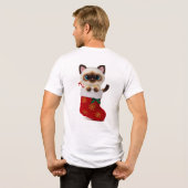 Siamese Cat in Christmas Stocking with Lights Tri-Blend Shirt (Rückseite voll)