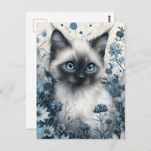 Siamese Cat in Mystic Garden Postkarte (Vorne/Hinten)