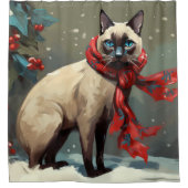 Siamese Cat in Schnee Weihnachten Duschvorhang (Vorderseite)
