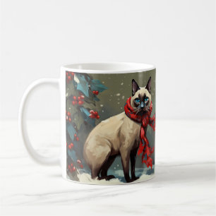Siamese Cat in Schnee Weihnachten Kaffeetasse
