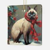 Siamese Cat in Schnee Weihnachten Keramikornament (Links)