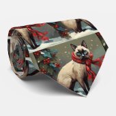 Siamese Cat in Schnee Weihnachten Krawatte (Gerollt)