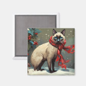 Siamese Cat in Schnee Weihnachten Magnet (Vorderseite/Rückseite)