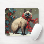 Siamese Cat in Schnee Weihnachten Mousepad (Mit Mouse)