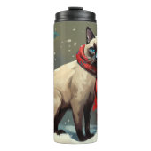 Siamese Cat in Schnee Weihnachten Thermosbecher (Vorderseite)
