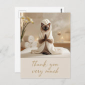 Siamese Cat in Spa Thank you Postkarte (Vorne/Hinten)
