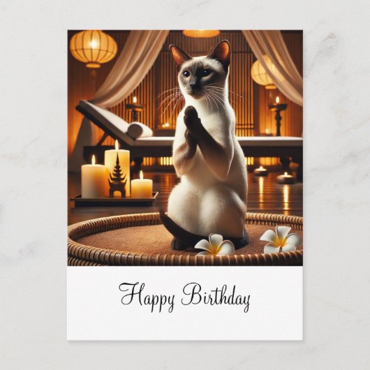 Siamese Cat in Wellness-Center Geburtstag Postkarte (Vorderseite)