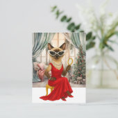 Siamese Cat ist im Weihnachtshaus Feiertagspostkarte (Stehend Vorderseite)