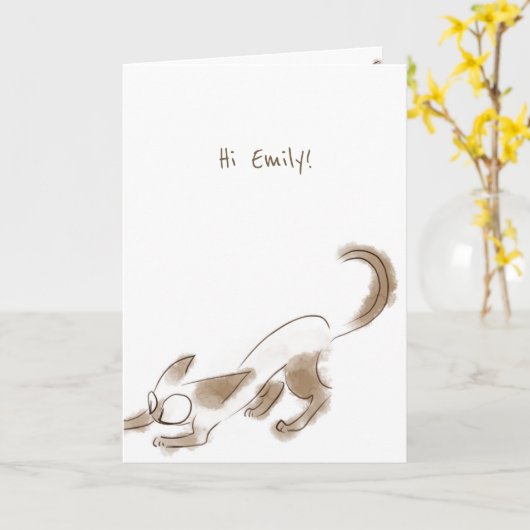 Siamese cat kitte Art Birthday card Karte (Gelbe Blume)