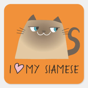 Siamese Cat Liebe Quadratischer Aufkleber