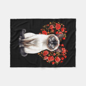 Siamese Cat Lover Floral Heart Valentines Day Fleecedecke (Vorderseite (Horizontal))