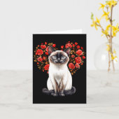 Siamese Cat Lover Floral Heart Valentines Day  Karte (Gelbe Blume)