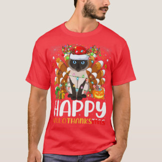 Siamese Cat Lover Halloween Weihnachtsfest Happy H T-Shirt