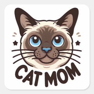 Siamese Cat Mama Mütter Tag Geschenk für Feline Li Quadratischer Aufkleber