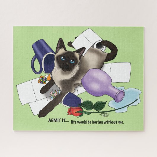 Siamese Cat Mischief Fantasy Puzzle (Horizontal)