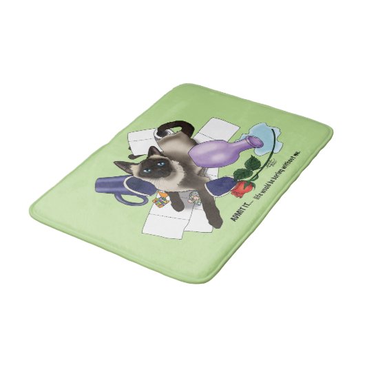 Siamese Cat Mischief Funny Badematte (Schrägansicht)