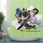 Siamese Cat Mischief Funny Duschvorhang
