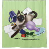 Siamese Cat Mischief Funny Duschvorhang (Vorderseite)