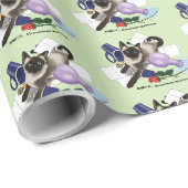Siamese Cat Mischief Funny Geschenkpapier (Rolleneckpunkt)
