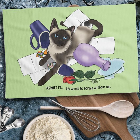 Siamese Cat Mischief Funny Geschirrtuch