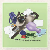 Siamese Cat Mischief Funny Glasuntersetzer (Vorderseite)