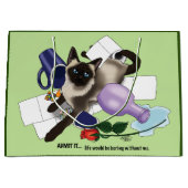 Siamese Cat Mischief Funny Große Geschenktüte (Vorderseite)
