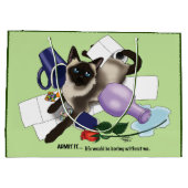 Siamese Cat Mischief Funny Große Geschenktüte (Rückseite)
