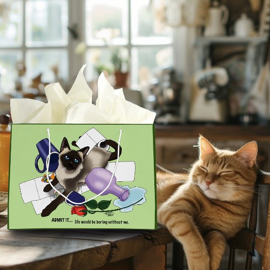 Siamese Cat Mischief Funny Große Geschenktüte