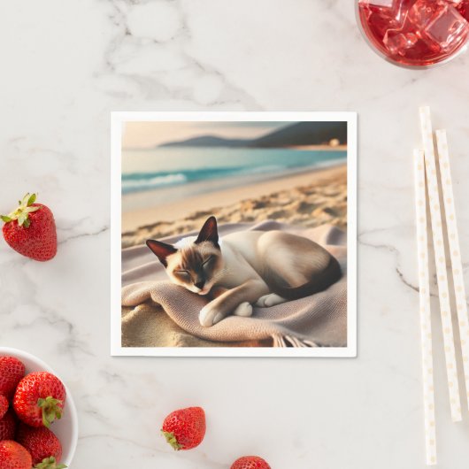 Siamese Cat Nickerchen am Strand Serviette (Beispiel)