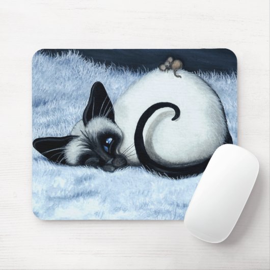 Siamese Cat Nickerchen Mouse von Bihrle Mousepad (Mit Mouse)
