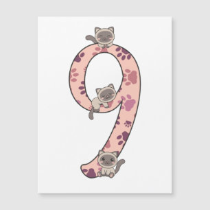 Siamese Cat Ninth Birthday For Kids Cats Magnetkarte
