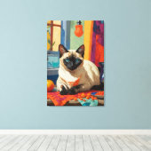 Siamese Cat on Countertop Leinwanddruck (Insitu (Holzboden))