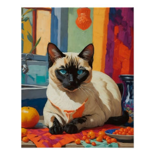 Siamese Cat on Countertop Poster