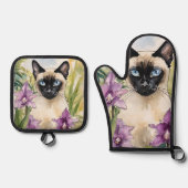 Siamese Cat Oven Mitt & Pot Holder Set (Vorderseite)
