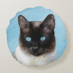 Siamese Cat Painting - Cute Original Cat Art Rundes Kissen