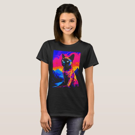 Siamese Cat Pop Art T-Shirt (Vorne ganz)