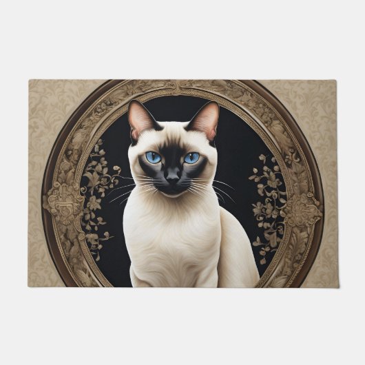 Siamese Cat Portrait Elegant Fußmatte (Vorderseite)