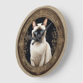 Siamese Cat Portrait Elegant Große Wanduhr (Winkel)