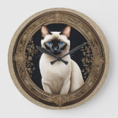 Siamese Cat Portrait Elegant Große Wanduhr (Vorderseite)