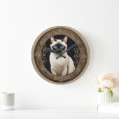 Siamese Cat Portrait Elegant Große Wanduhr (Zuhause)