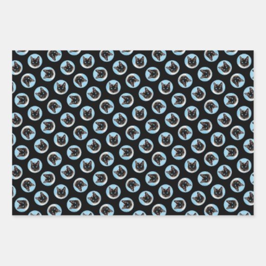 Siamese Cat Portrait Malerei Niedliche Originalkun Geschenkpapier Set (Vorderseite 3)