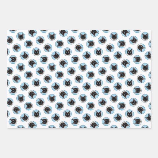 Siamese Cat Portrait Malerei Niedliche Originalkun Geschenkpapier Set (Vorderseite 2)