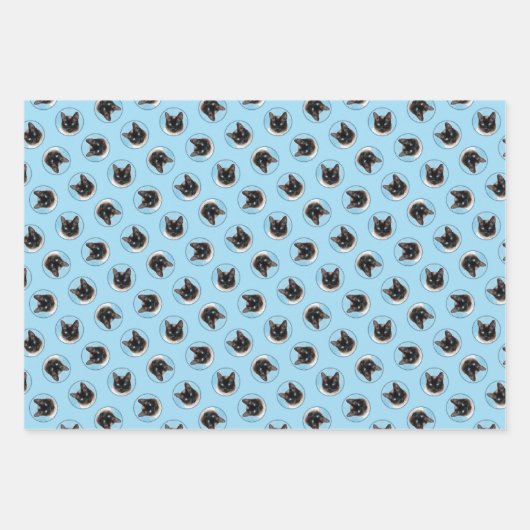 Siamese Cat Portrait Malerei Niedliche Originalkun Geschenkpapier Set (Vorderseite)