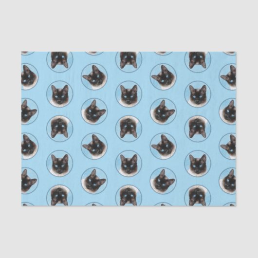 Siamese Cat Portrait Malerei Niedliche Originalkun Seidenpapier (Vorderseite)