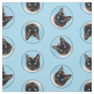 Siamese Cat Portrait Malerei Niedliche Originalkun Stoff