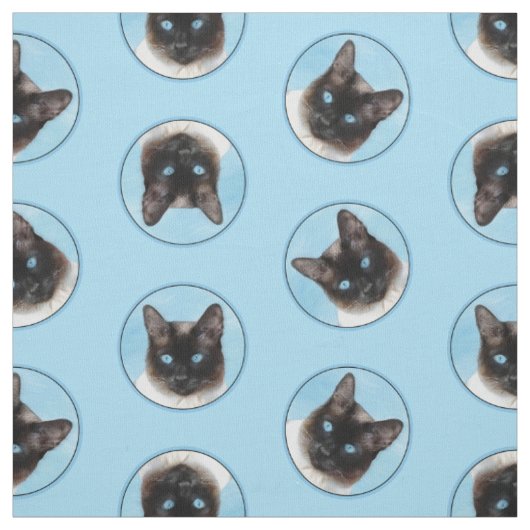 Siamese Cat Portrait Malerei Niedliche Originalkun Stoff (Muster)