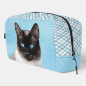 Siamese Cat Portrait Malerei Niedliche Originalkun Waschbeutel (Rechte Ecke)